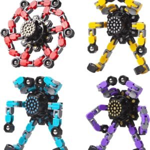 Fidget Spinners transformables 4 piezas para niños y adultos, juguetes sensoriales para aliviar el estrés para niños y niñas, giroscopios de los dedos para TDAH, autismo, regalos para el día de