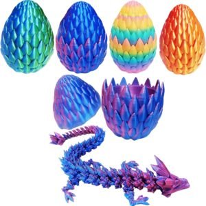 Huevo de dragón impreso en 3D de 12 pulgadas, juguete misterioso de dragón de cristal, dragón articulado, decoración de escritorio para el hogar, huevos de dinosaurio sorpresa de Pascua