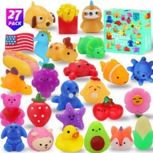 Juguetes esponjosos, paquete de 27 juguetes esponjosos, regalos de fiesta para niños y niñas, Mochi Mini Kawaii Squishy Fidget Juguetes Set de juguetes de ansiedad, premios de aula, regalos a