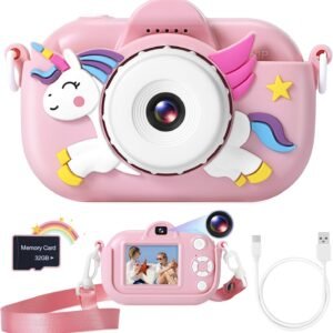 Juguetes de cámara para niños de 3 a 8 años, cámara digital ZUODUN para niños pequeños para regalos de cumpleaños de 3, 4, 5, 6, 7, 8 años, cámara de video 1080P con bonita cubierta protectora y