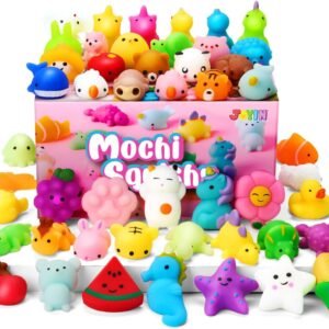 JOYIN Mochi - Juego de juguetes esponjosos, paquete aleatorio de 25 mini recuerdos de fiesta Mochi para niños, juguete blando kawaii, juguetes para aliviar el estrés, bolsas de golosinas con caja de